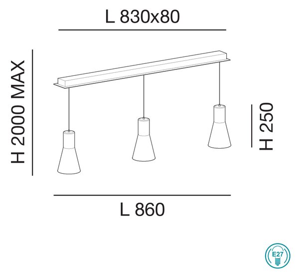 Φωτιστικό Κρεμαστό Ράγα Fabas Luce Diana 2753-47-138