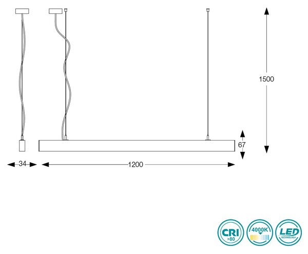 Γραμμικό Φωτιστικό Ideal Lux Office 271200 Μαύρο (4000Κ)