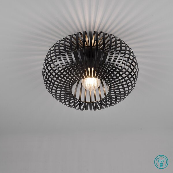 Φωτιστικό Οροφής Vintage Trio Lighting Johann 606903032 Μαύρο Ματ