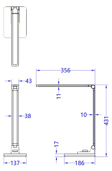 ΦΩΤΙΣΤΙΚΟ ΓΡΑΦΕΙΟΥ LED FB94458.07 ΓΚΡΙ ΒΑΣΗ ABS & ΑΛΟΥΜΙΝΙΟ 35,6x43,1Υεκ