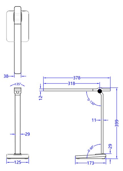 ΦΩΤΙΣΤΙΚΟ ΓΡΑΦΕΙΟΥ LED FB94448.07 ΓΚΡΙ ΧΡΩΜΑ ABS 17,3x12,5x39,9Υεκ