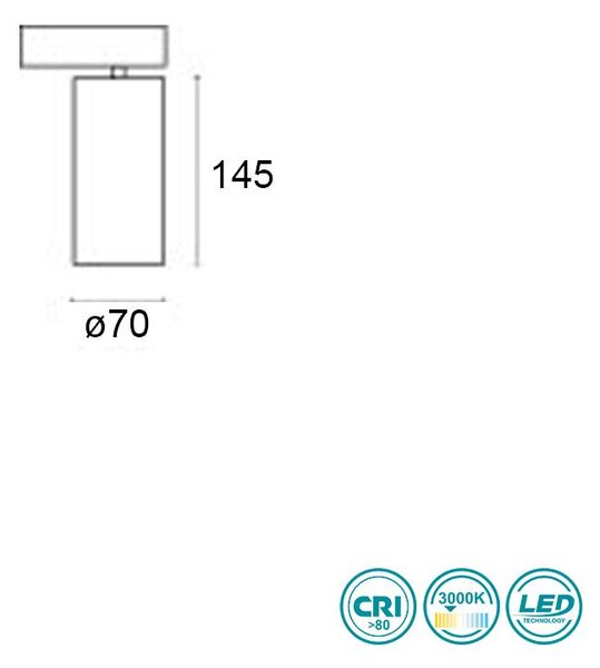 Σποτ Ράγας Viokef Hercules 3913-010B-3-S-24 Μαύρο (3000K)