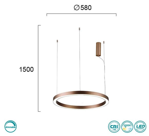 Φωτιστικό Κρεμαστό Viokef Choco 4244500 Καφέ Dimmable