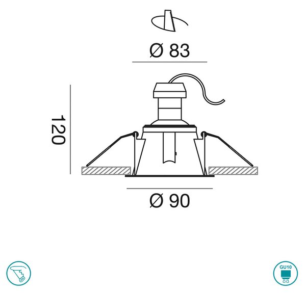 Φωτιστικό Σποτ Χωνευτό Gea Luce Ceres GFA620 Λευκό Ματ-Χρυσό