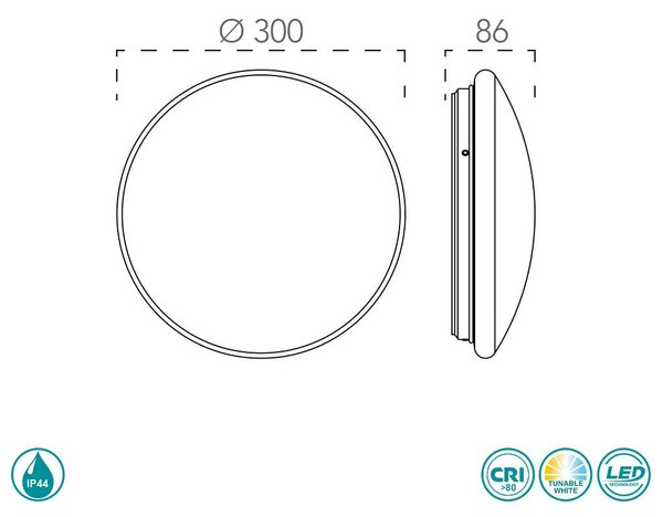 Πλαφονιέρα Intec I-Moon-R30-CCT 8031414879847 Λευκή (Tunable White)