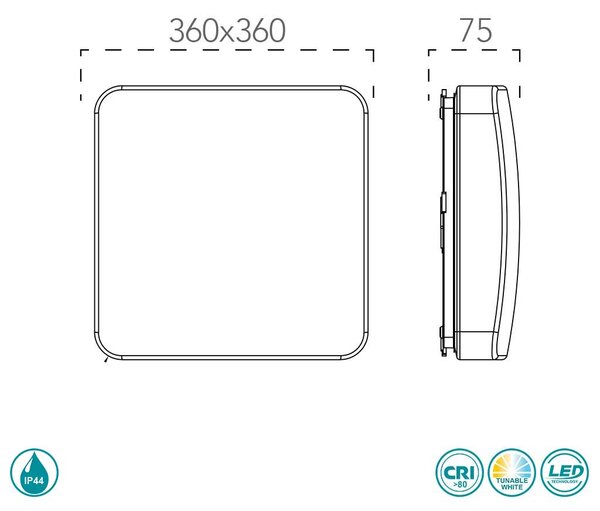 Πλαφονιέρα Intec I-Moon-Q38 CCT 8031414879830 Λευκή (Tunable White)