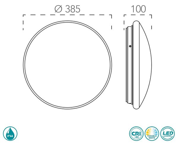 Πλαφονιέρα Intec I-Moon-R40-CCT 8031414879823 Λευκή (Tunable White)