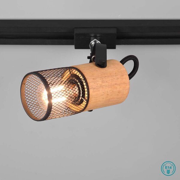 Σποτ Ράγας DUOline Trio Lighting Tosh 78430132 Ξύλο-Μαύρο Ματ