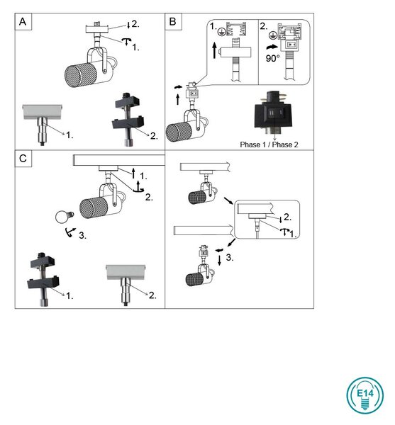 Σποτ Ράγας DUOline Trio Lighting Tosh 78430132 Ξύλο-Μαύρο Ματ