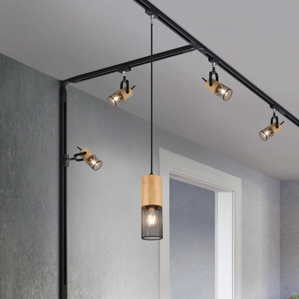 Σποτ Ράγας DUOline Trio Lighting Tosh 73430132 Ξύλο-Μαύρο Ματ