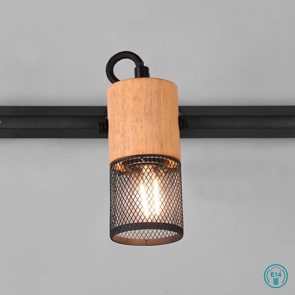 Σποτ Ράγας DUOline Trio Lighting Tosh 78430132 Ξύλο-Μαύρο Ματ