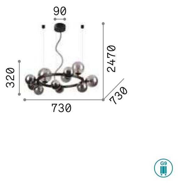 Κρεμαστό Φωτιστικό Ideal Lux Perlage 283807 Χρυσό Ματ