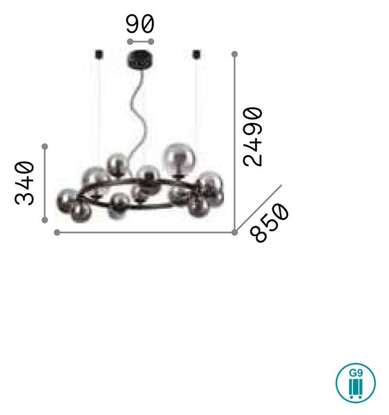 Κρεμαστό Φωτιστικό Ideal Lux Perlage 283814 Χρυσό Ματ