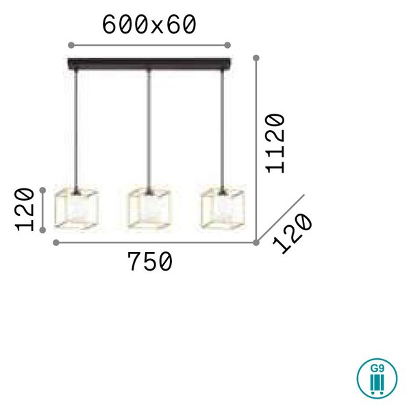 Κρεμαστό Φωτιστικό Ideal Lux Lingotto 251110 Χρυσό Ματ