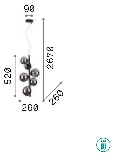 Κρεμαστό Φωτιστικό Ideal Lux Perlage 271422 Μαύρο