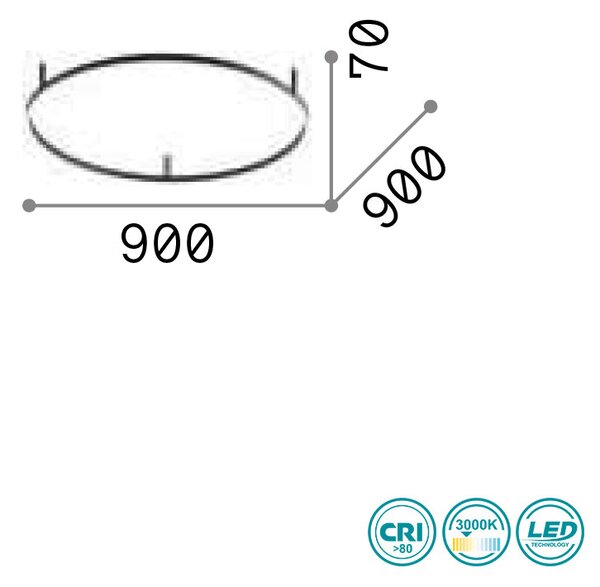 Φωτιστικό Οροφής Ideal Lux Oracle Slim 266015 D90 Λευκό (3000K)