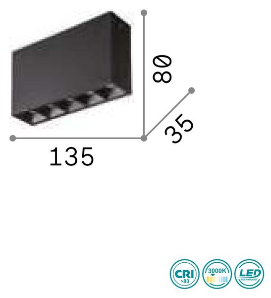 Φωτιστικό Οροφής Ideal Lux Lika Surface 244884 Μαύρο (3000Κ)