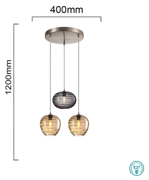 Φωτιστικό Κρεμαστό Sun Light Linea LINEA-3R-GA Νίκελ Ματ