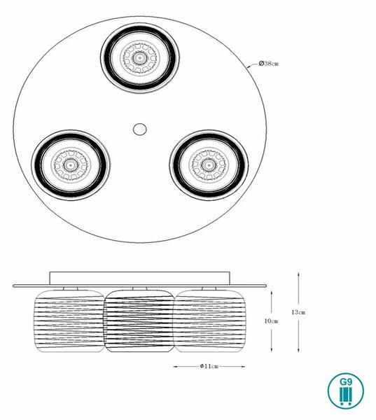 Φωτιστικό Οροφής Lucide Eryn 70184-03-11 Χρώμιο