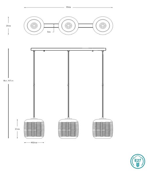 Φωτιστικό Κρεμαστό Ράγα Lucide Eryn 70483-03-11 Χρώμιο