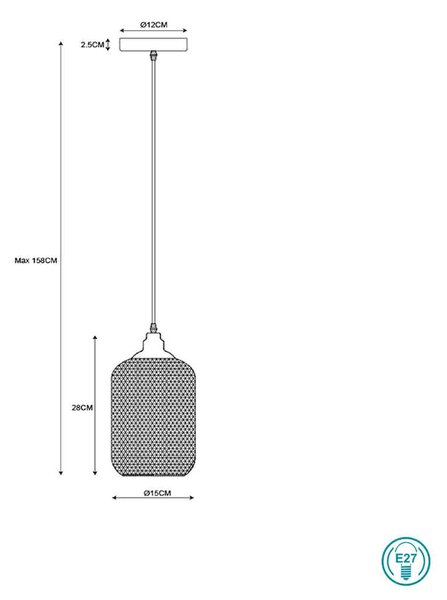 Φωτιστικό Κρεμαστό Lucide Mesh 43404-15-30 Μαύρο