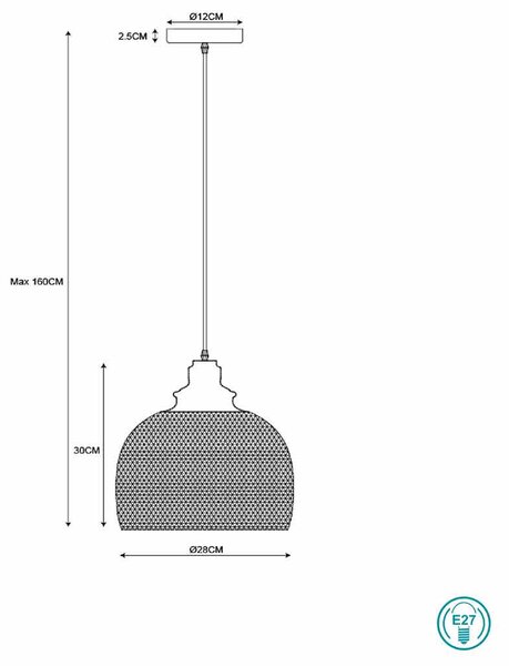 Φωτιστικό Κρεμαστό Lucide Mesh 43404-28-30 Μαύρο