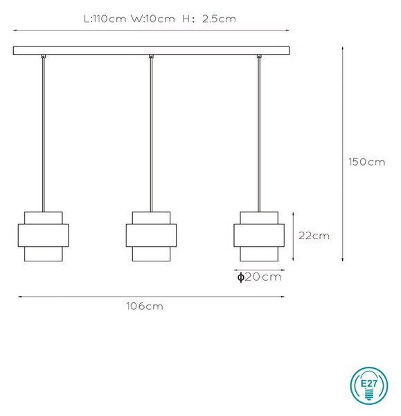 Φωτιστικό Κρεμαστό Ράγα Lucide Firmin 45497-03-02 Μαύρη