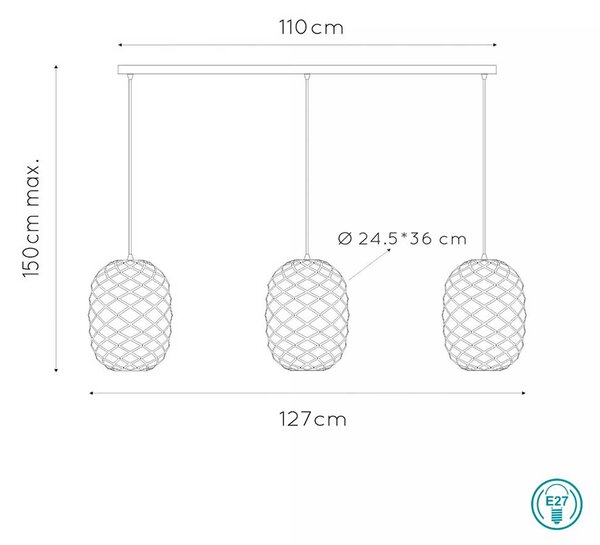 Φωτιστικό Κρεμαστό Ράγα Lucide Wolfram 21417-03-02 Μαύρη