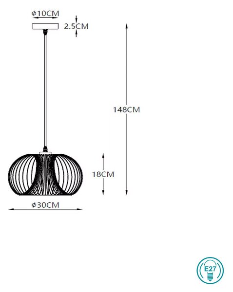 Φωτιστικό Κρεμαστό Lucide Vinti 02400-30-17 Χαλκός