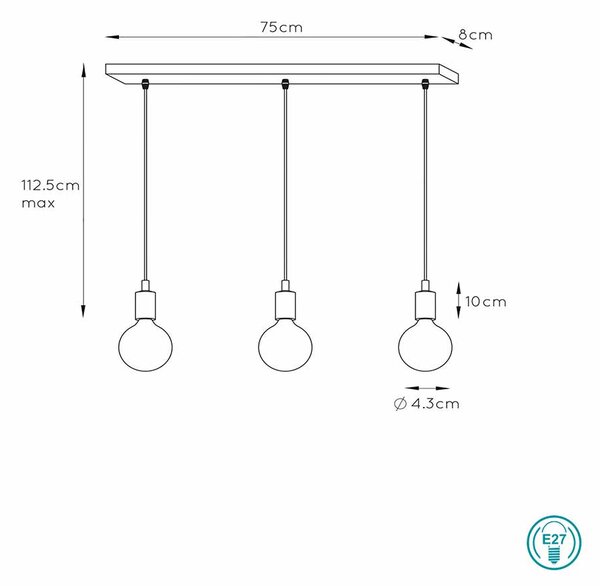 Φωτιστικό Κρεμαστό Ράγα Lucide Fix 08408-03-30 Μαύρο