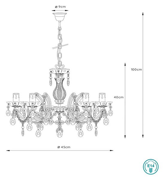 Πολυέλαιος Ακρυλικός Lucide Arabesque 78351-05-60 Διάφανος