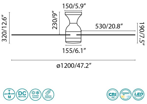 Ανεμιστήρας Οροφής Faro Fraser 33756 Λευκός με Φως