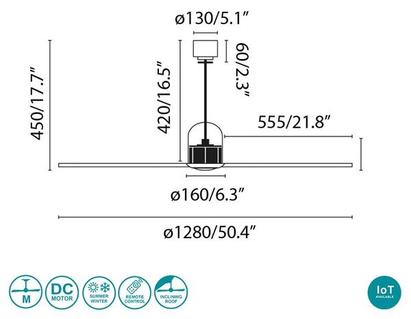 Ανεμιστήρας Οροφής Faro Copper 33451WP Μαύρο Ματ-Καρυδιά χωρίς Φως Smart