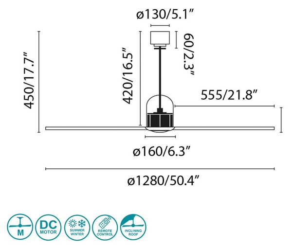 Ανεμιστήρας Οροφής Faro Copper 33451 Μαύρο Ματ-Καρυδιά χωρίς Φως