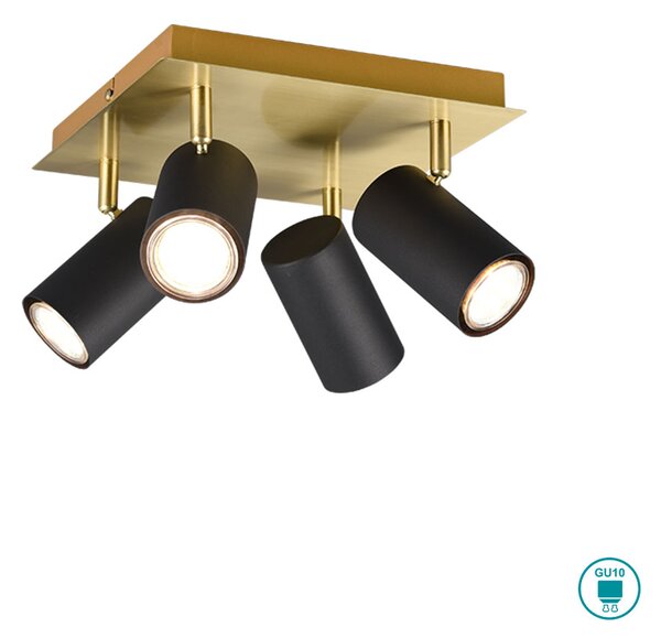 Φωτιστικό Οροφής Σποτ Retro Trio Lighting Marley 802430480 Μαύρο-Χρυσό