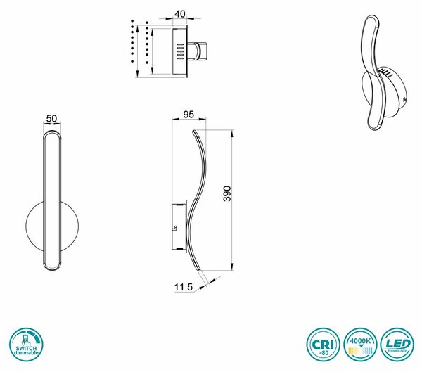 Απλίκα RL Lighting Parma R27071106 Χρώμιο (4000K)