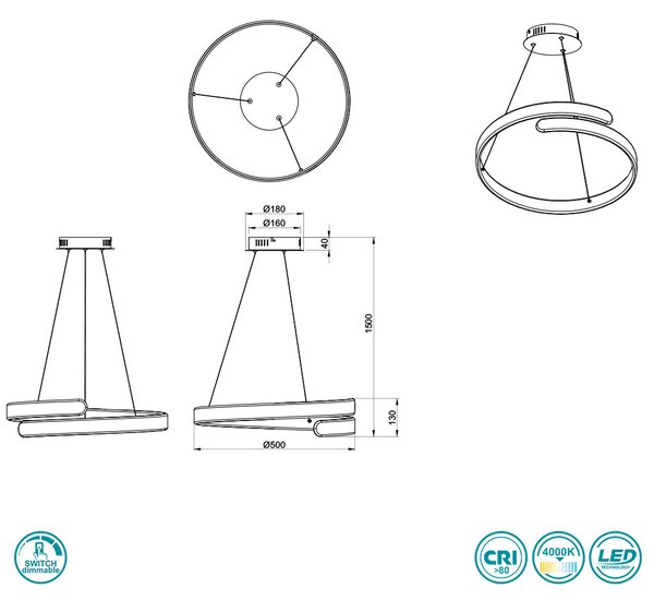 Φωτιστικό Κρεμαστό RL Lighting Parma R37071106 Χρώμιο (4000K)