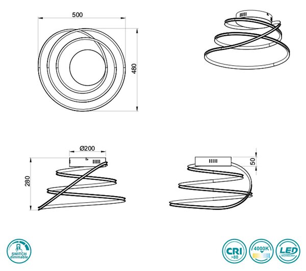 Φωτιστικό Οροφής RL Lighting Bologna R67051106 Χρώμιο (4000K)