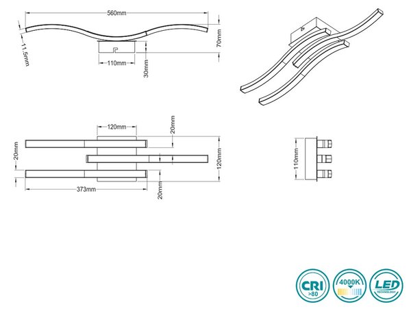 Φωτιστικό Οροφής RL Lighting Route R62473407 Νίκελ Ματ 4000K