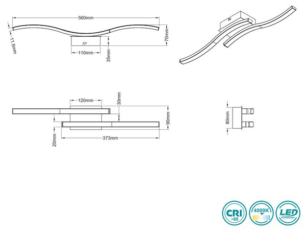 Φωτιστικό Οροφής RL Lighting Route R62472432 Μαύρο Ματ 4000K