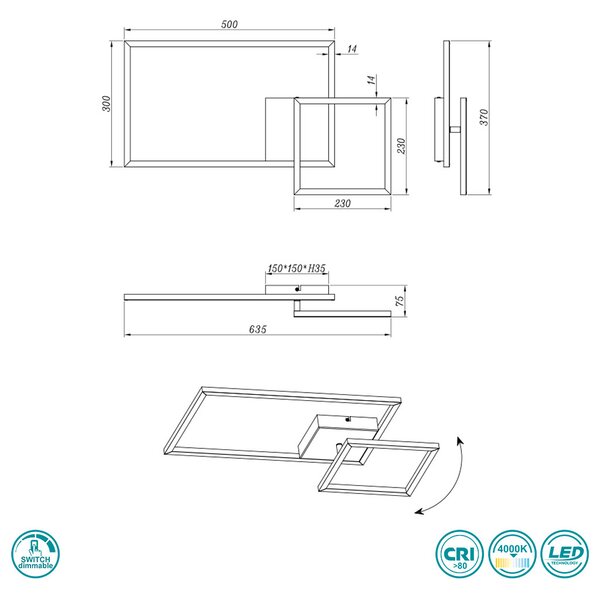 Φωτιστικό Οροφής RL Lighting Padella R62642407 Νίκελ Ματ (4000K)