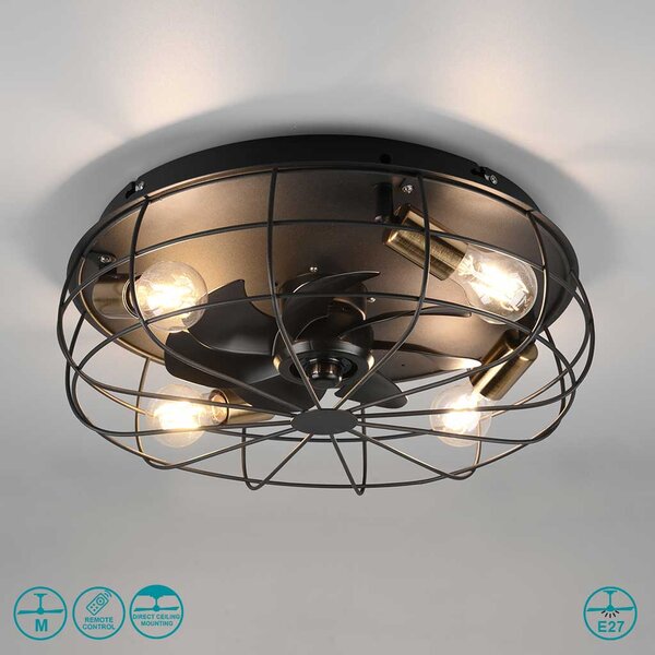 Ανεμιστήρας Οροφής RL Lighting Trondheim R61095032 Μαύρο Ματ με Φως