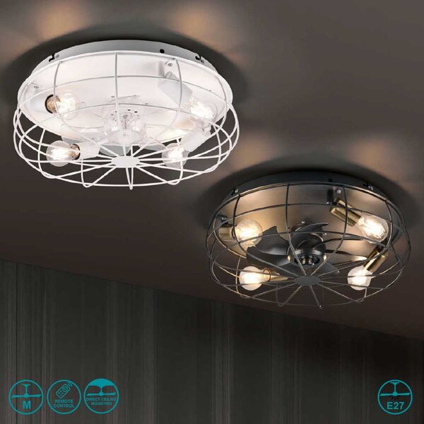 Ανεμιστήρας Οροφής RL Lighting Trondheim R61095032 Μαύρο Ματ με Φως