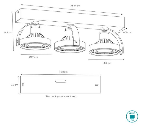 Σποτ Οροφής Lucide Dorian 22968-36-30 Μαύρο