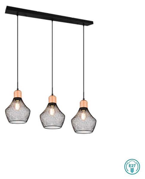 Φωτιστικό Ράγα Κρεμαστή Vintage Industrial RL Lighting Valeria R31283032 Μαύρο Ματ