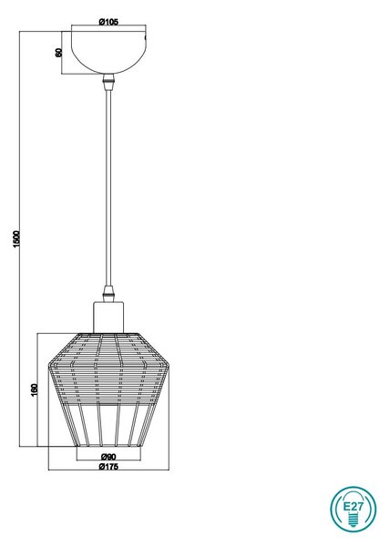 Φωτιστικό Κρεμαστό Vintage Industrial RL Lighting Borka R31261036 Φυσικό Rattan