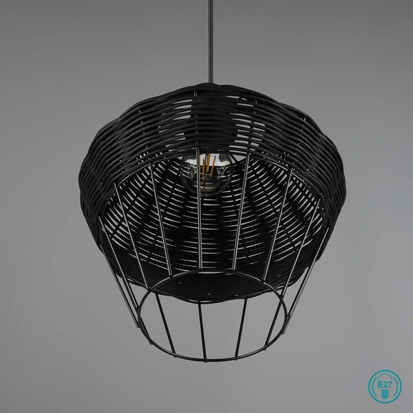 Φωτιστικό Κρεμαστό Vintage Industrial RL Lighting Borka R31261902 Μαύρο Rattan