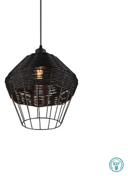 Φωτιστικό Κρεμαστό Vintage Industrial RL Lighting Borka R31261902 Μαύρο Rattan