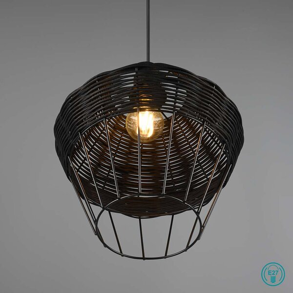 Φωτιστικό Κρεμαστό Vintage Industrial RL Lighting Borka R31261902 Μαύρο Rattan