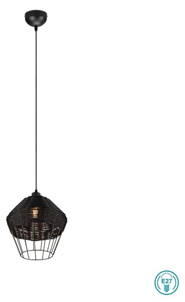 Φωτιστικό Κρεμαστό Vintage Industrial RL Lighting Borka R31261902 Μαύρο Rattan